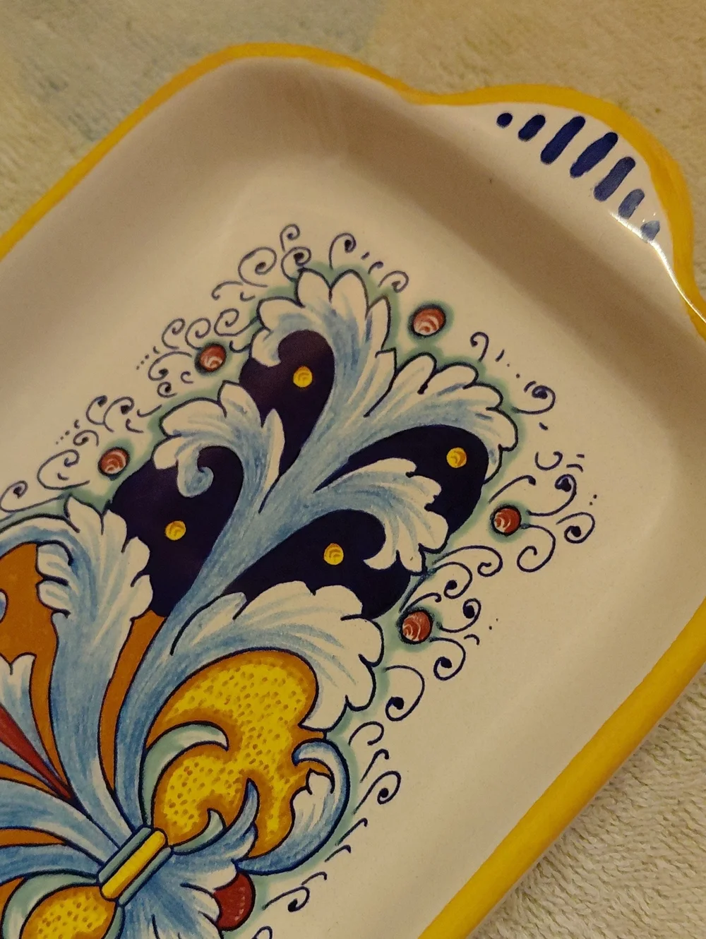 Nova Deruta Rectangular Serving Platter, Handpainted Porcelain, Made In Italy